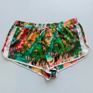 Victoria’s Secret Satan Pajama Shorts Tropical Paint Art Print Drawstring Tie M